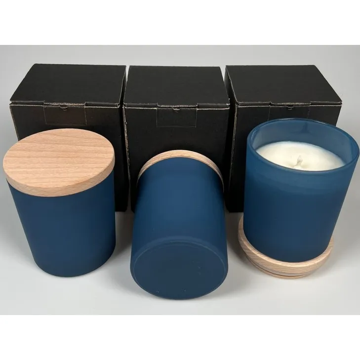 Świeca sojowa zapachowa w szkle granatowym - bawełniany knot 245 ml